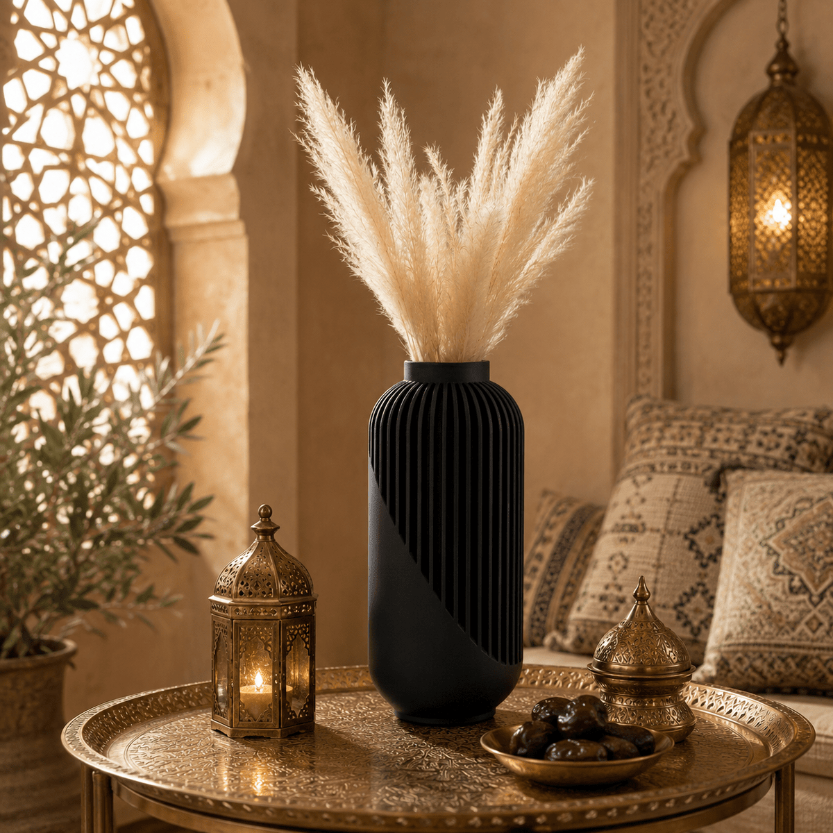 Striped Yao Vase – Modern Minimalist Home Decor, Dried Flower Display by Pashmation