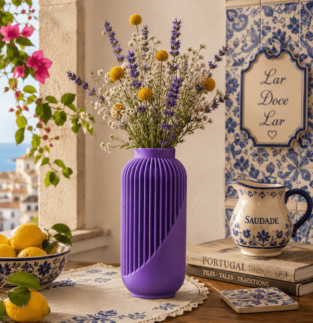 Striped Yao Vase – Modern Minimalist Home Decor, Dried Flower Display by Pashmation