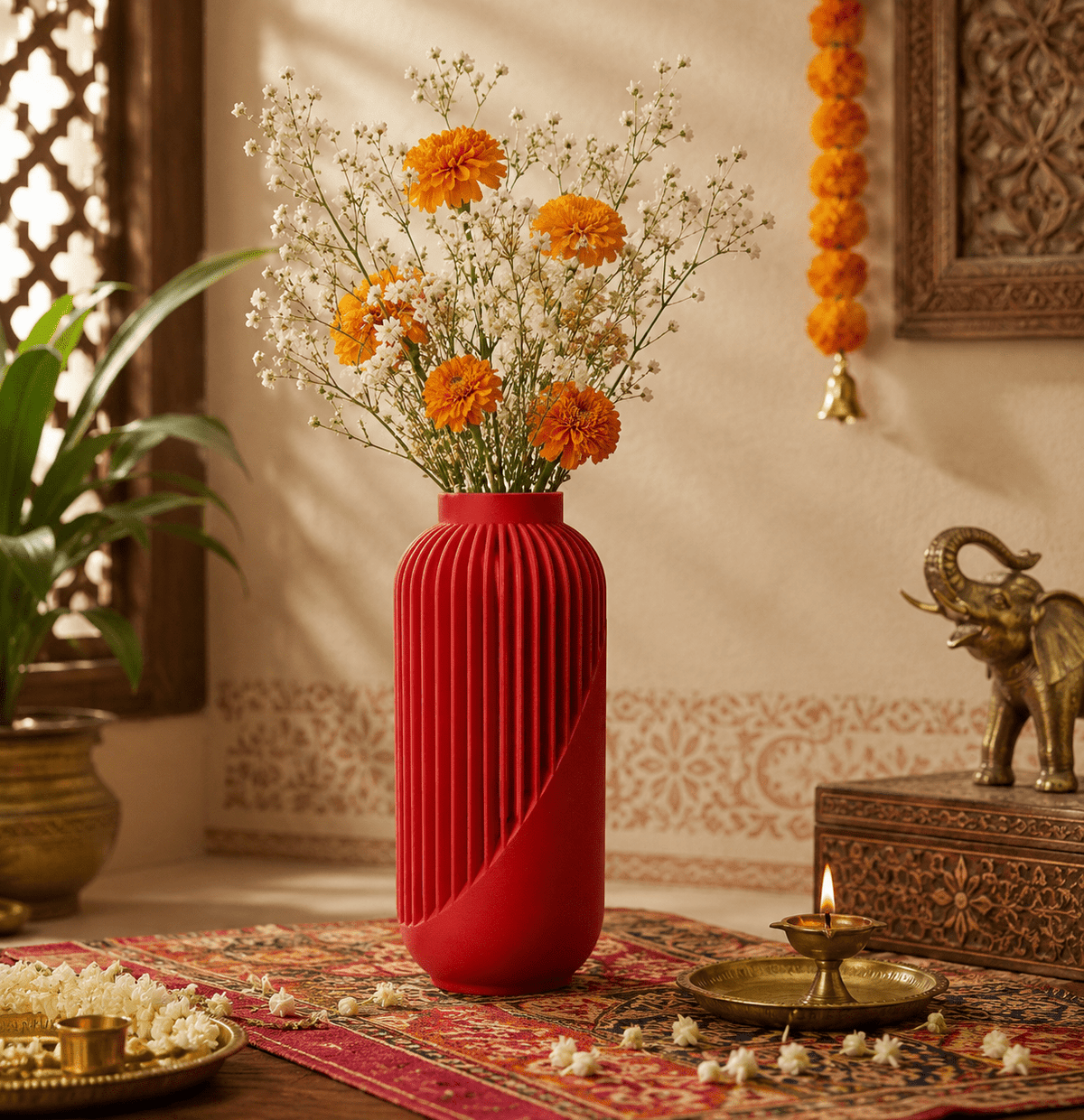 Striped Yao Vase – Modern Minimalist Home Decor, Dried Flower Display by Pashmation