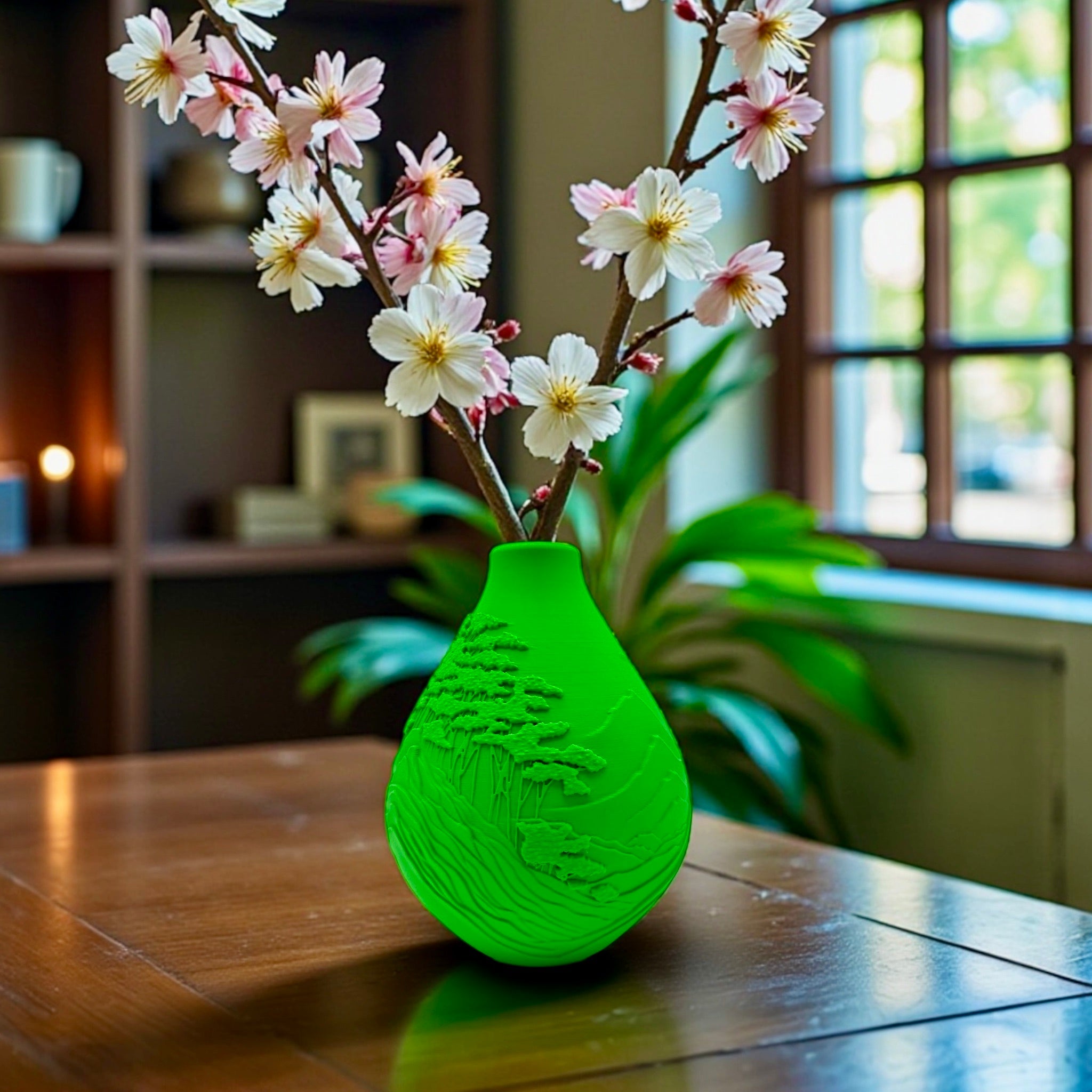 Mountain Peaks Vase styled in warm interior – sculptural landscape relief decor