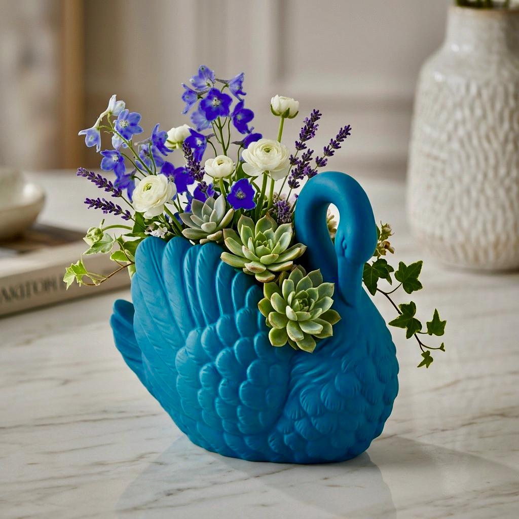 Swan Planter – Elegant Garden Decor with Drainage - PashmationIndoor Planters