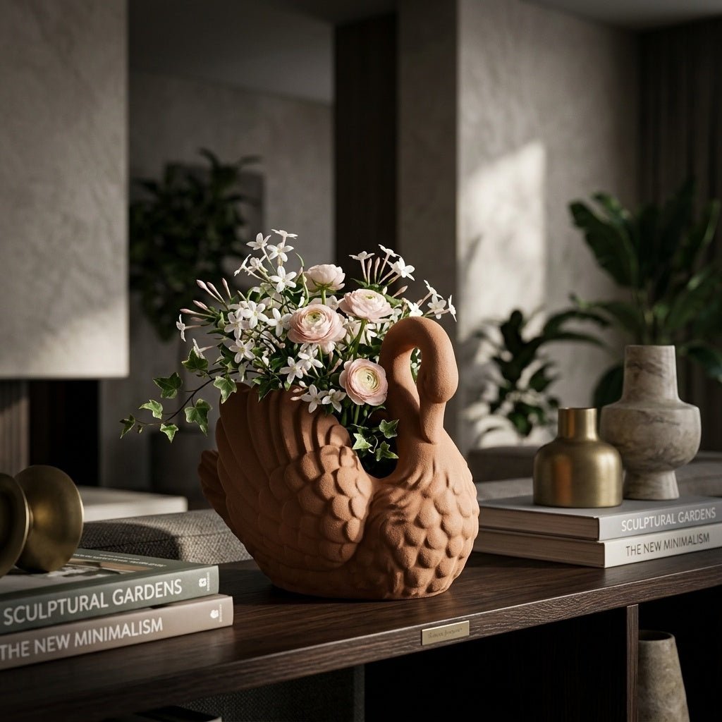 Swan Planter – Elegant Garden Decor with Drainage - PashmationIndoor Planters