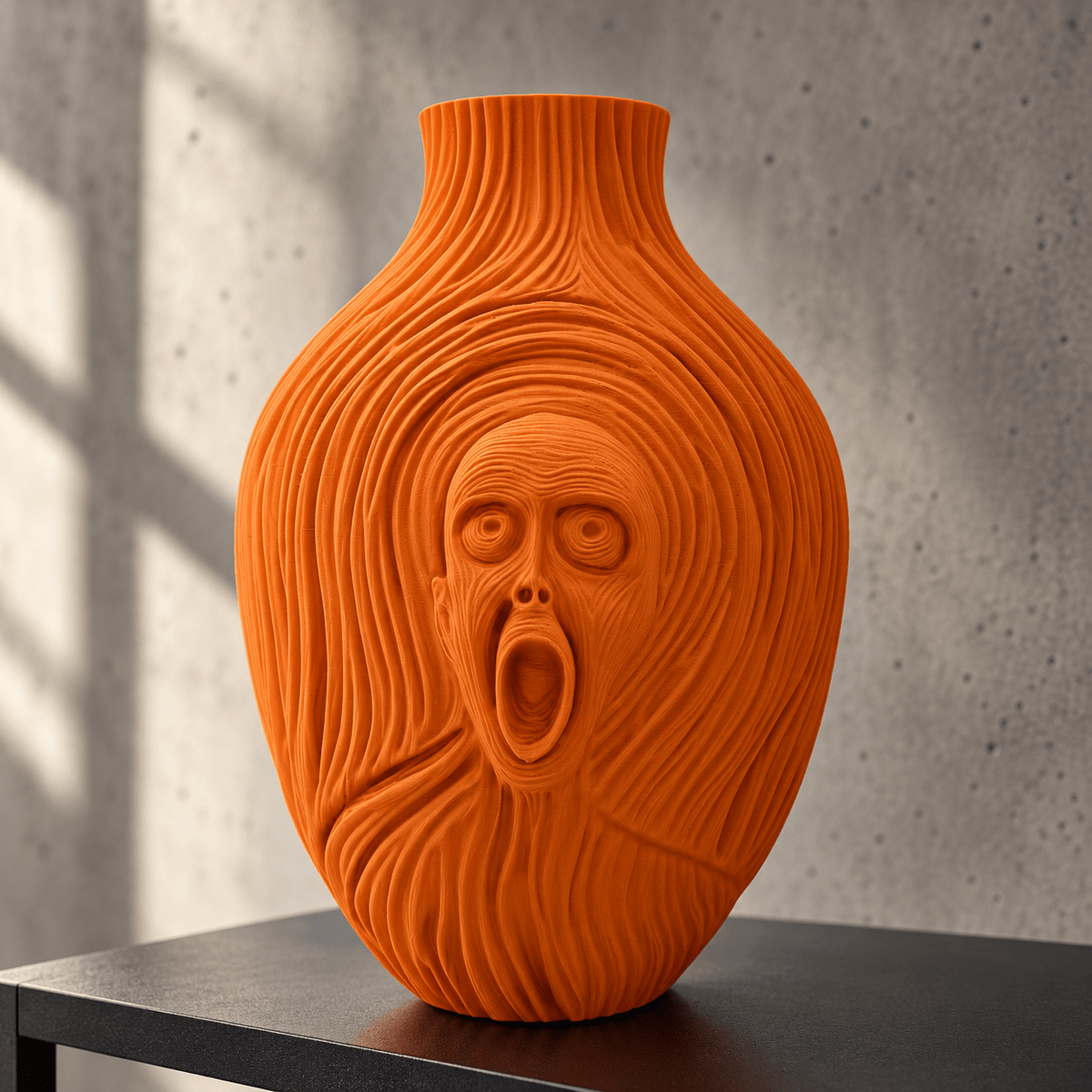 The Scream Vase: 3D Printed Edvard Munch Inspired Art, 9.5" by Pashmation