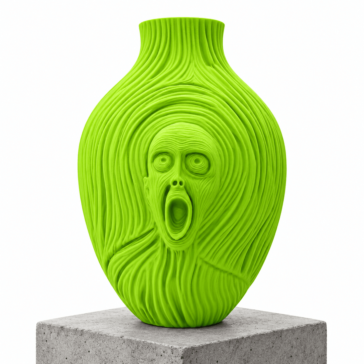 The Scream Vase: 3D Printed Edvard Munch Inspired Art, 9.5" by Pashmation