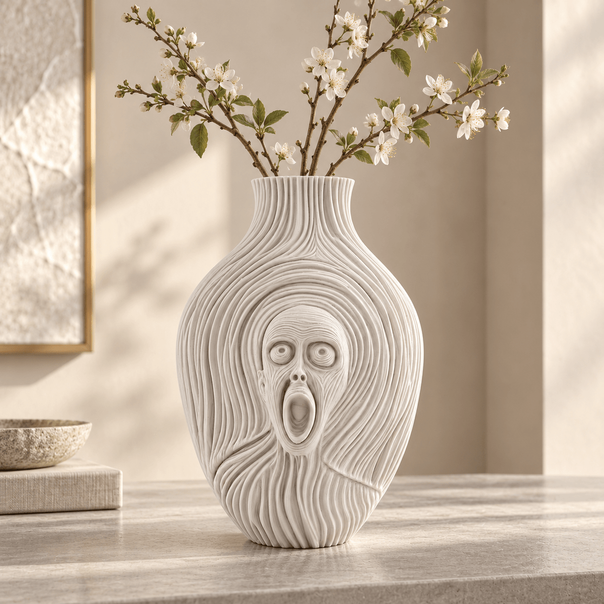 The Scream Vase: 3D Printed Edvard Munch Inspired Art, 9.5" by Pashmation