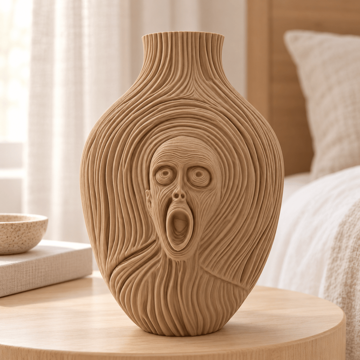 The Scream Vase: 3D Printed Edvard Munch Inspired Art, 9.5" by Pashmation