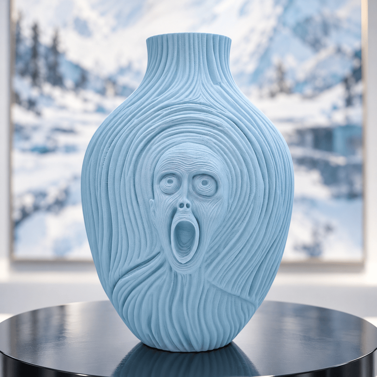 The Scream Vase: 3D Printed Edvard Munch Inspired Art, 9.5" by Pashmation