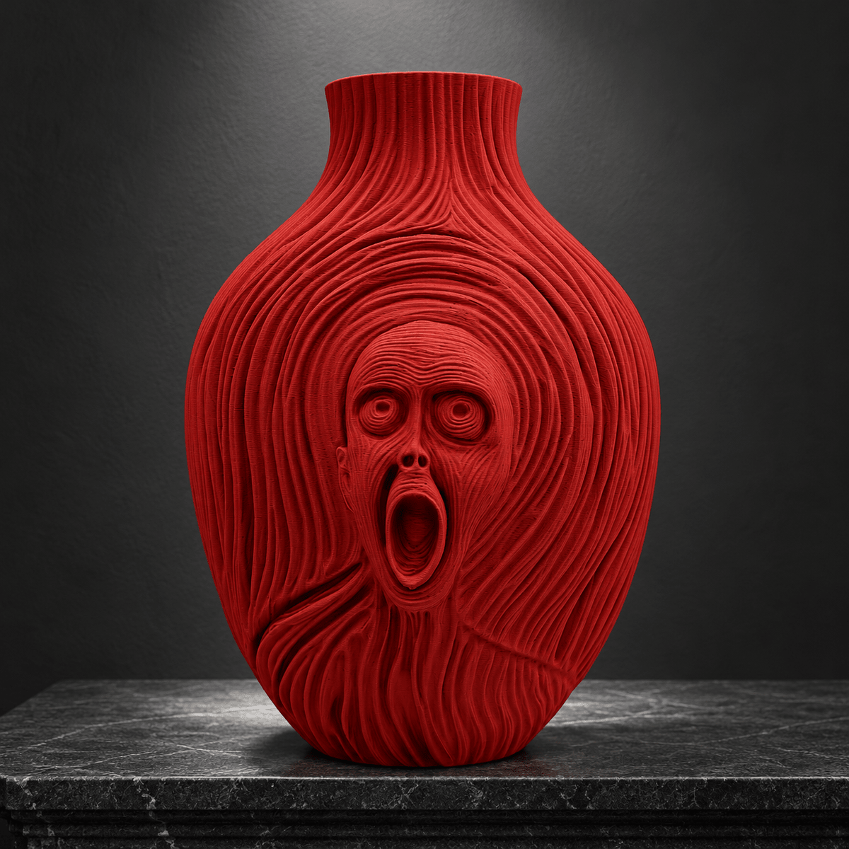The Scream Vase: 3D Printed Edvard Munch Inspired Art, 9.5" by Pashmation