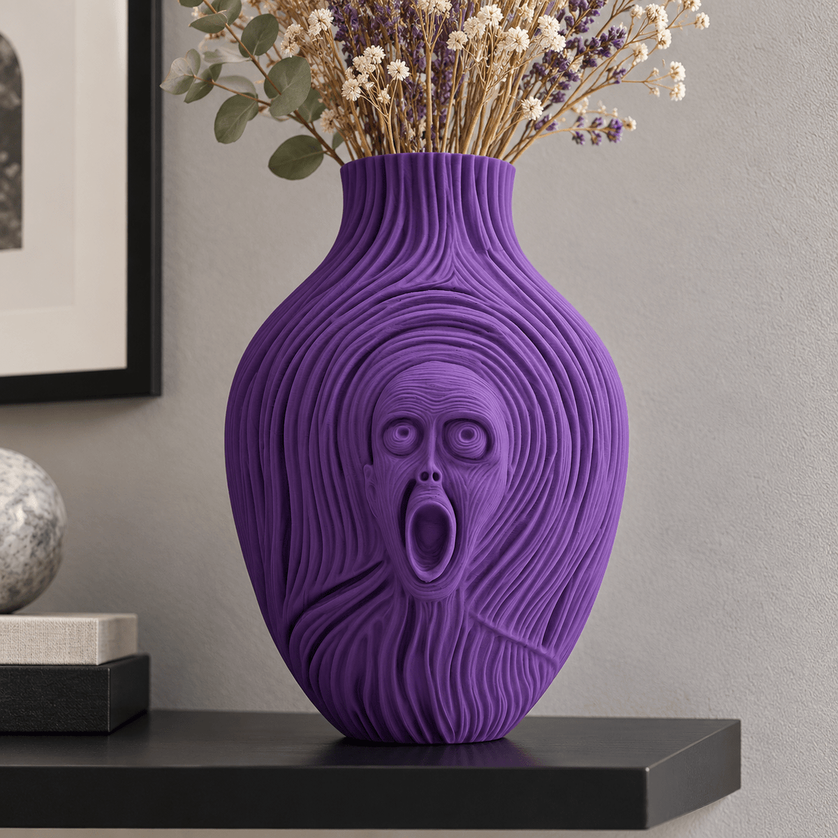 The Scream Vase: 3D Printed Edvard Munch Inspired Art, 9.5" by Pashmation