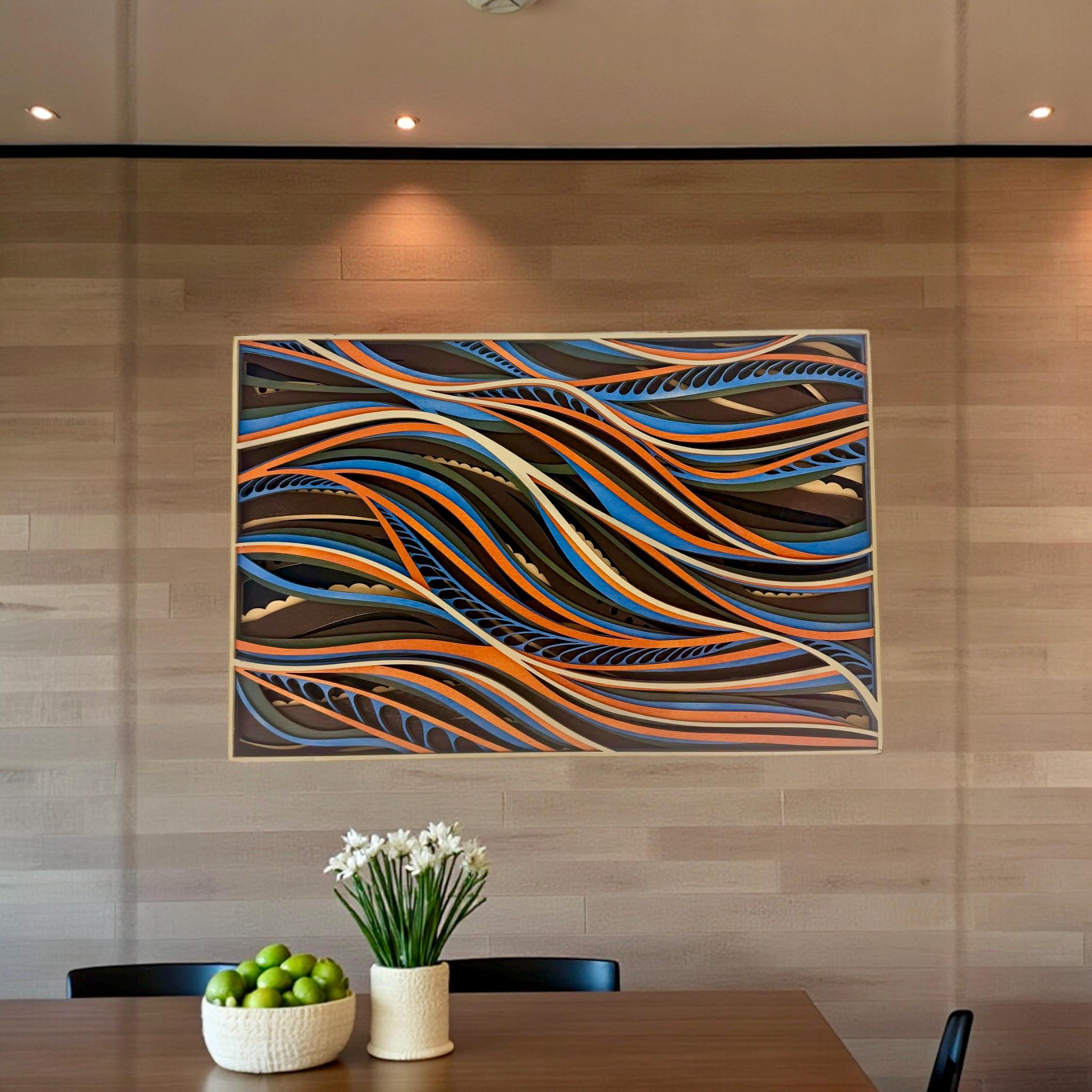 Topographic Flow Layered Wood Wall Art 7 Layer Laser Cut Panel - PashmationWall Décor