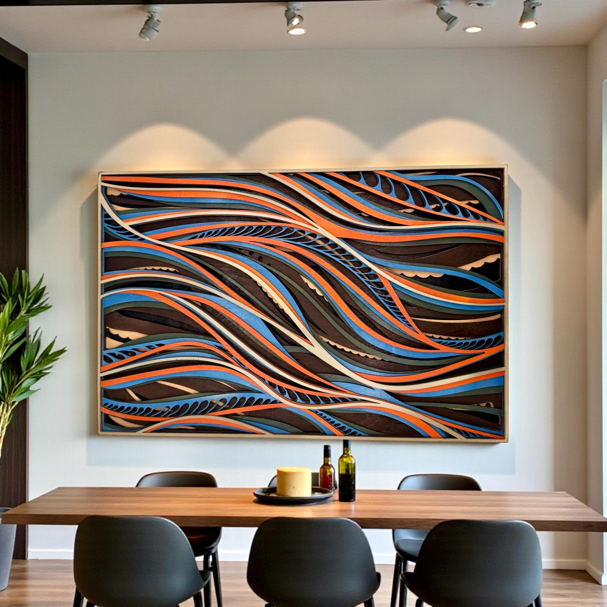 Topographic Flow Layered Wood Wall Art 7 Layer Laser Cut Panel - PashmationWall Décor