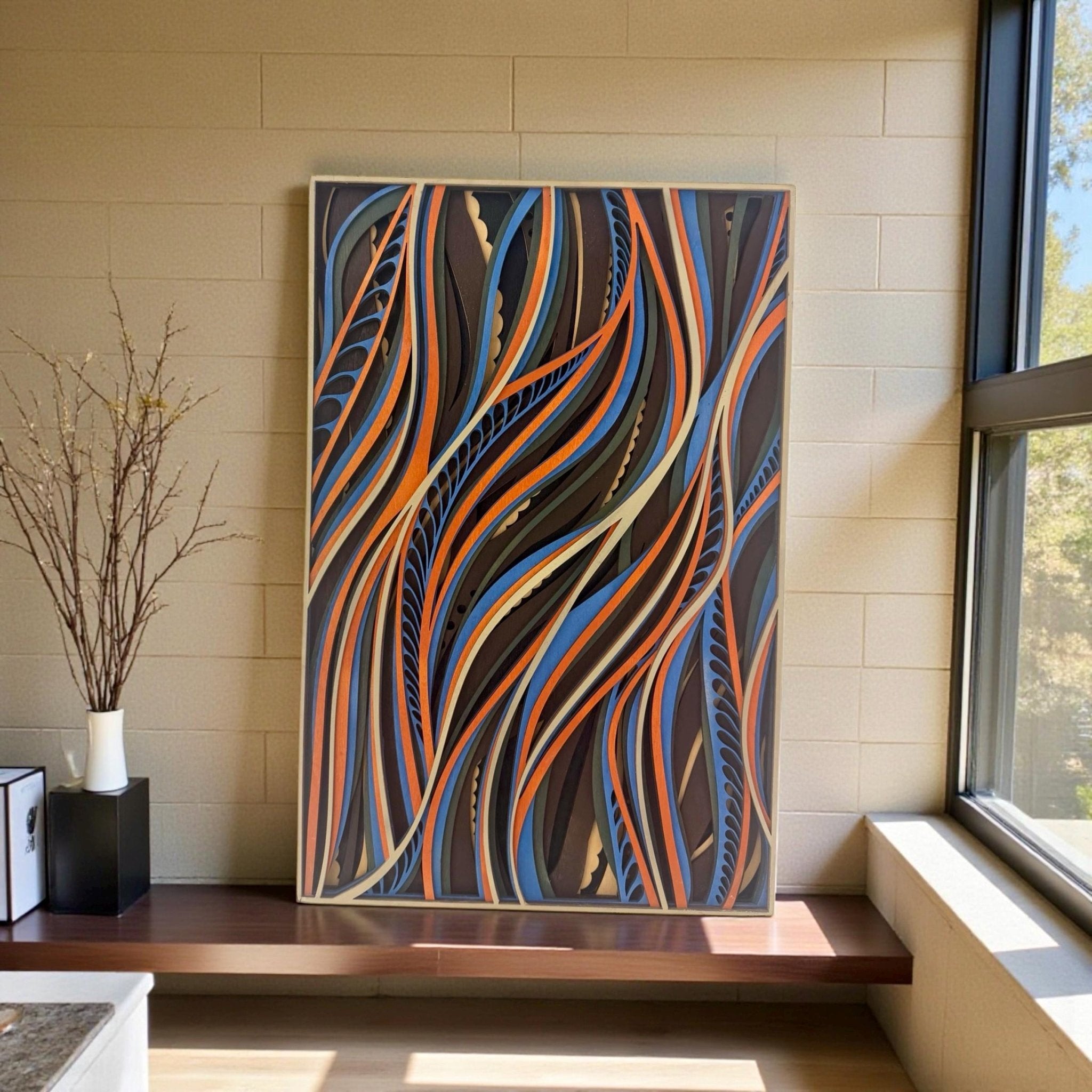 Topographic Flow Layered Wood Wall Art 7 Layer Laser Cut Panel - PashmationWall Décor