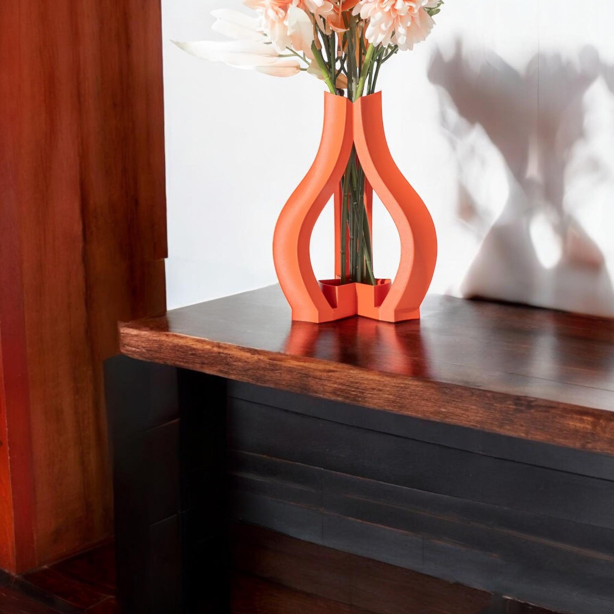 Triso Geometric Sculptural Vase - Modern Minimalist Home Decor Centerpiece 9 inch - PashmationVases