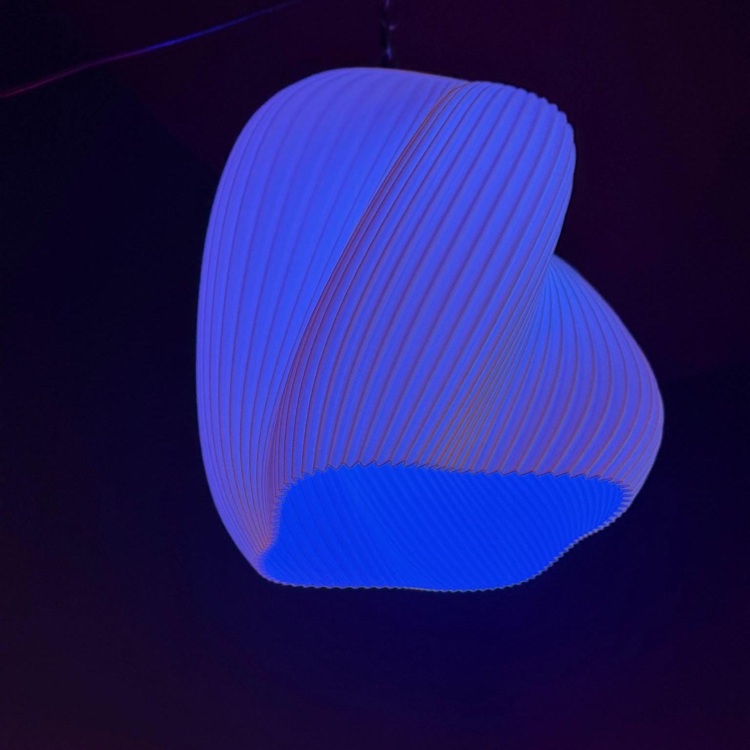 Twist Pendant Lamp 9.8in White PLA 3D Printed Shade - PashmationLamp Shades