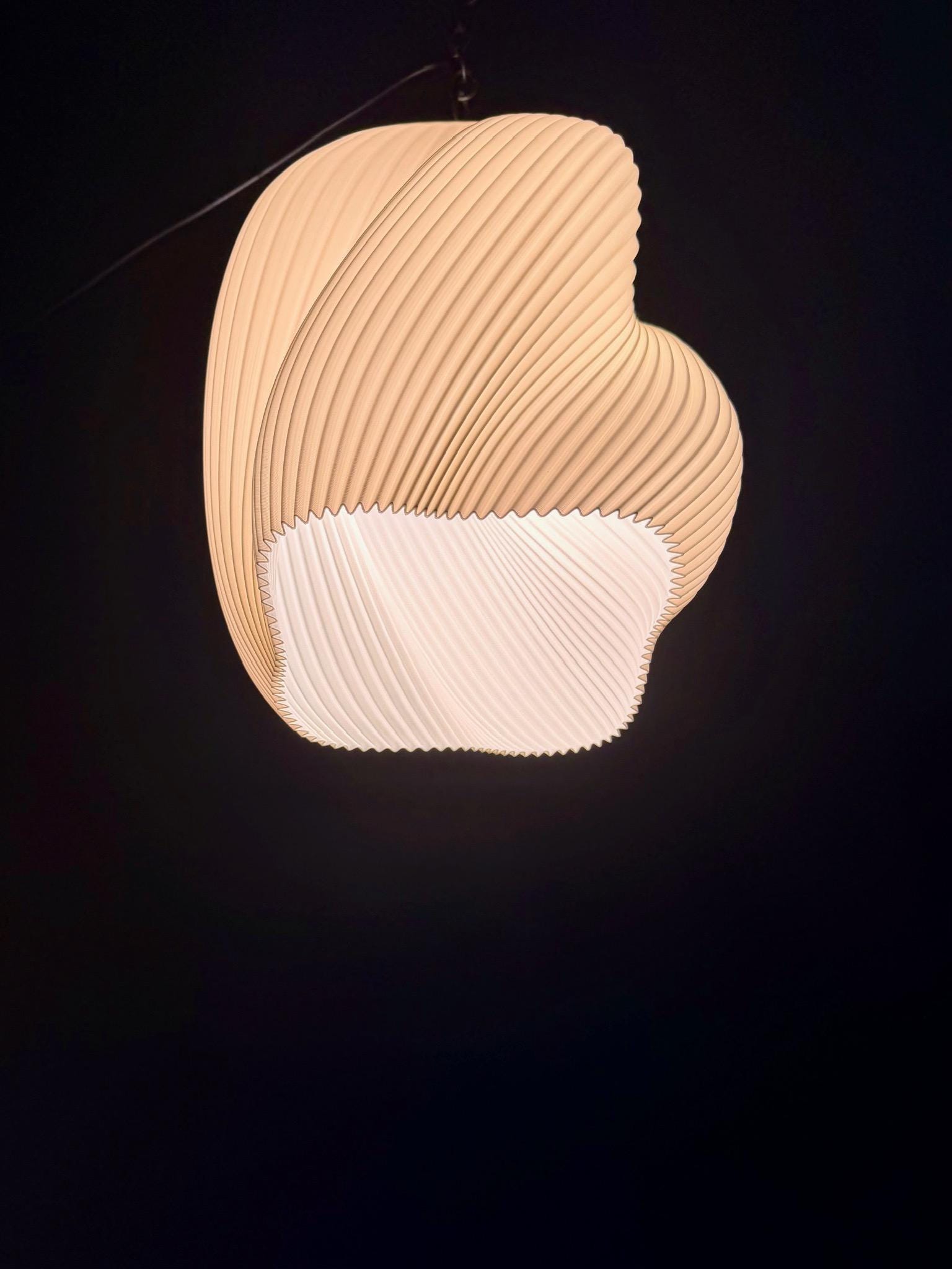 Twist Pendant Lamp 9.8in White PLA 3D Printed Shade - PashmationLamp Shades