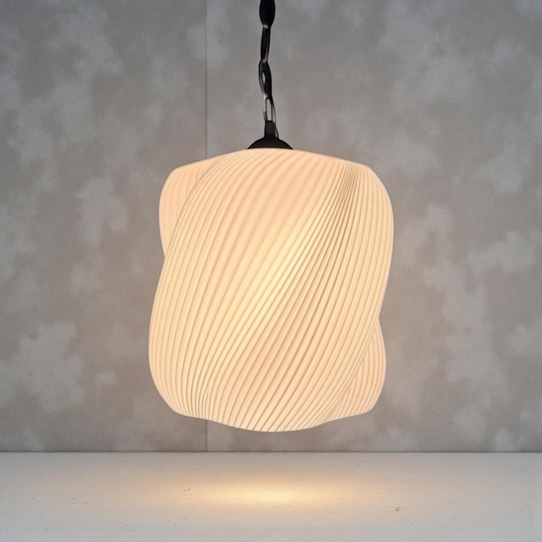 Twist Pendant Lamp 9.8in White PLA 3D Printed Shade - PashmationLamp Shades