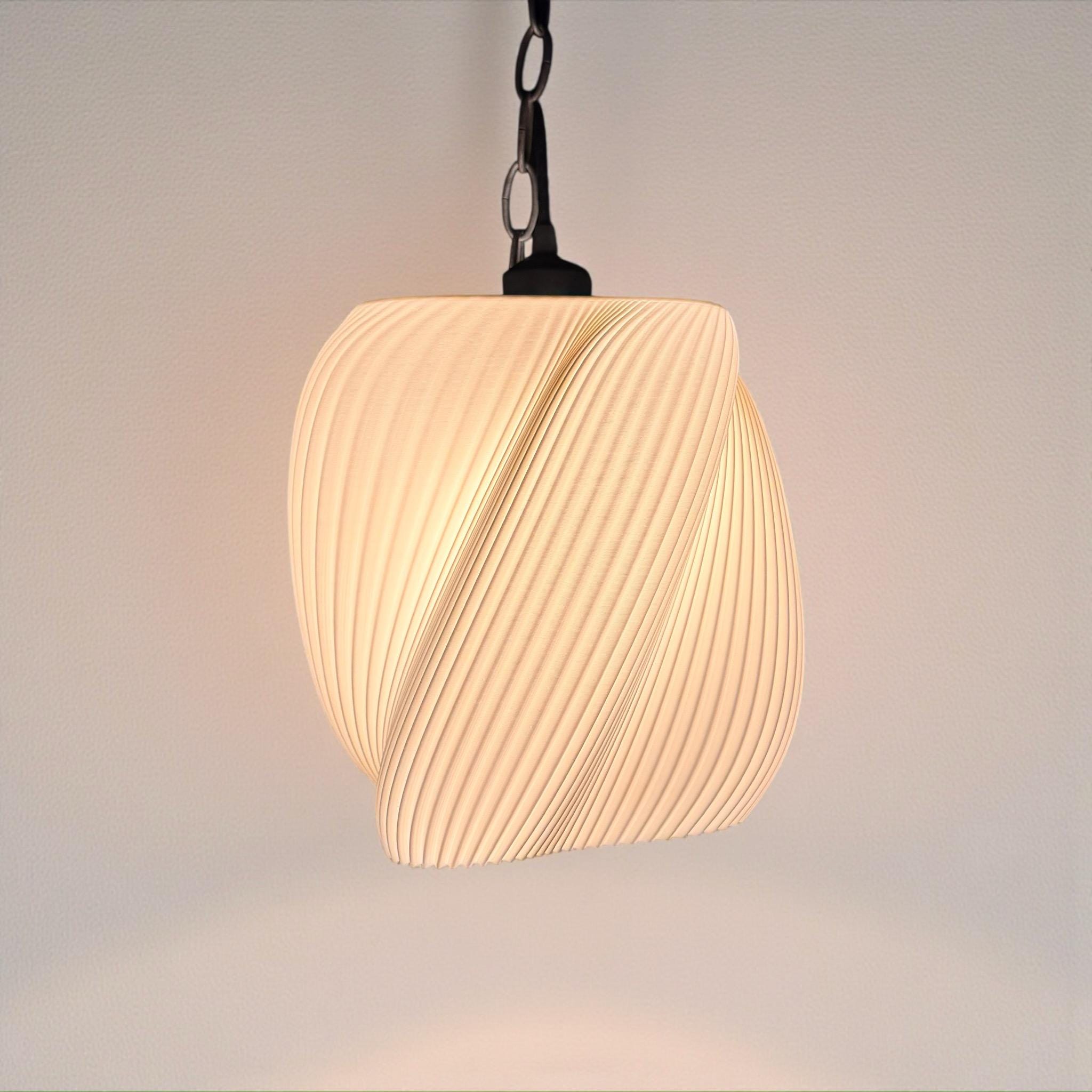 Twist Pendant Lamp 9.8in White PLA 3D Printed Shade - PashmationLamp Shades