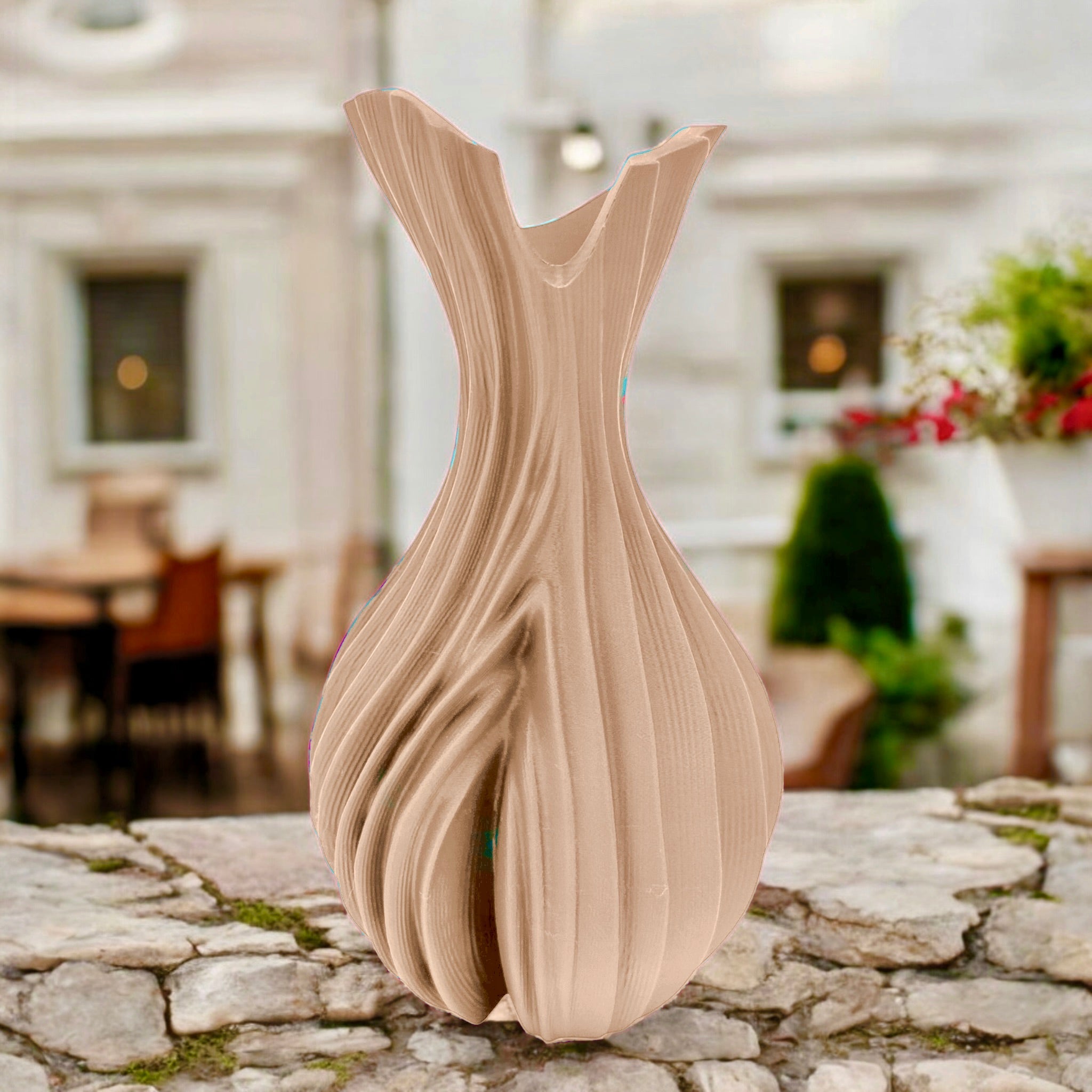 Latte Verdant Flow Vase – tall sculptural organic decor centerpiece