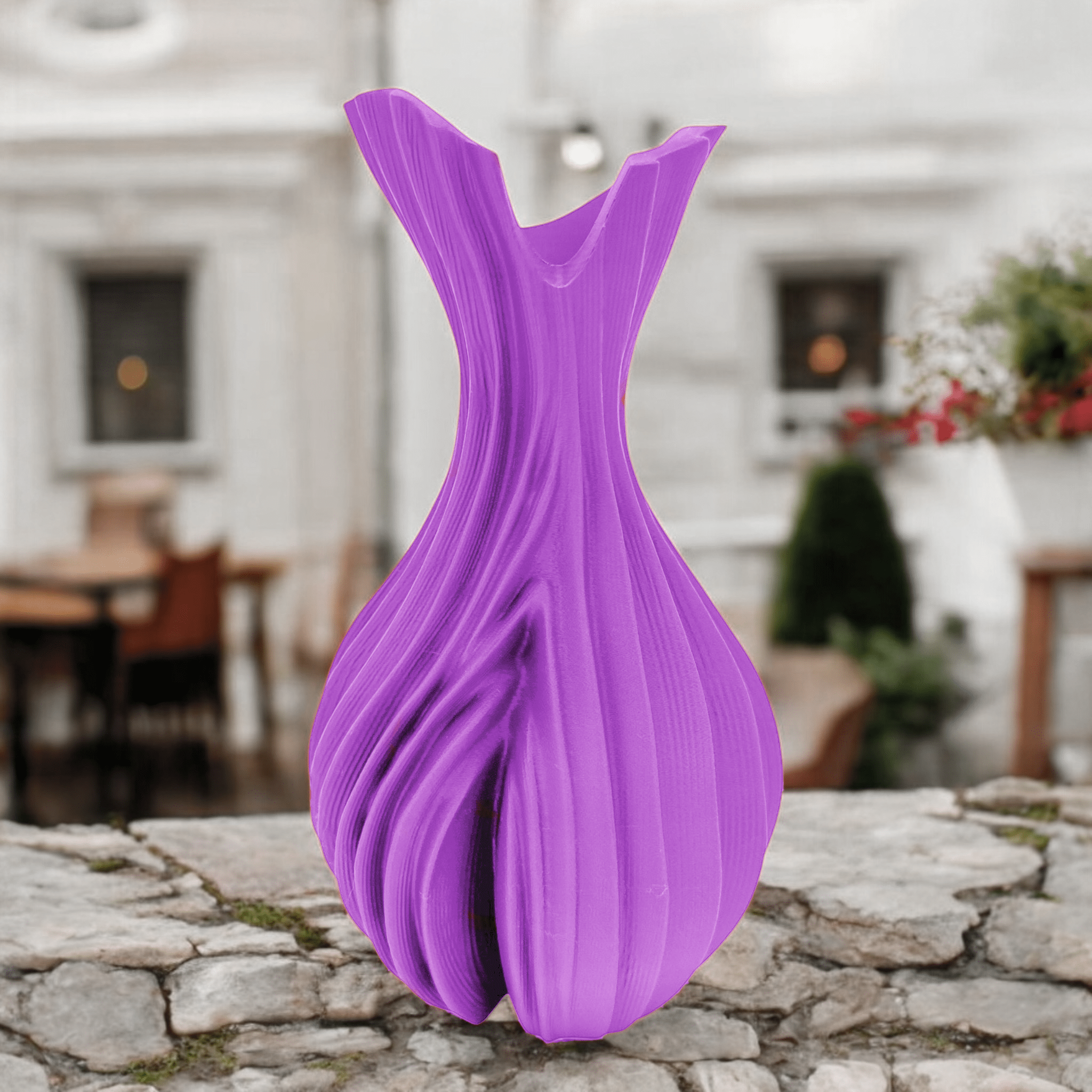Purple Verdant Flow Vase – tall sculptural organic decor centerpiece
