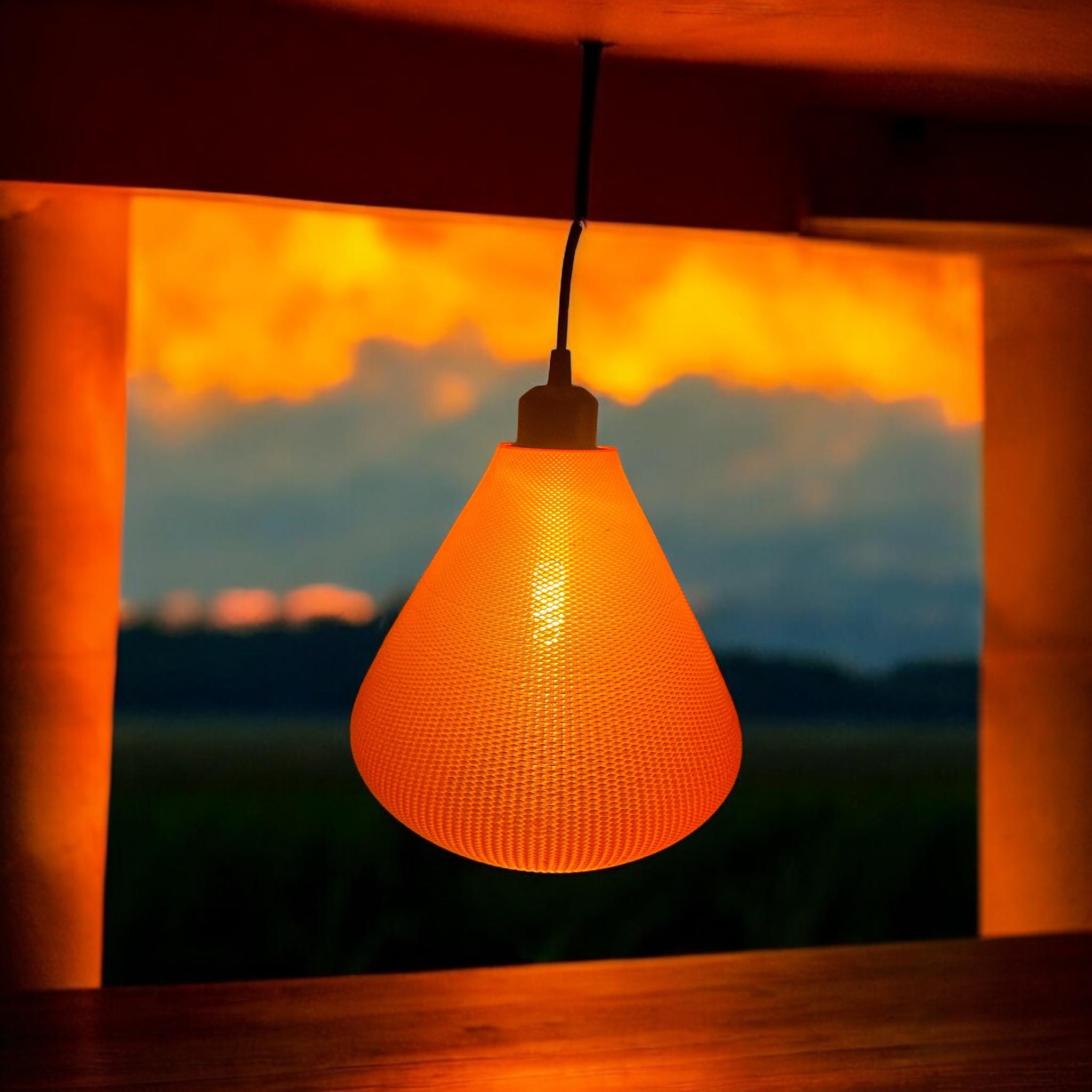 Orange WeaveGlow Pendant Light - Modern Textured Ceiling Lamp by Pashmation