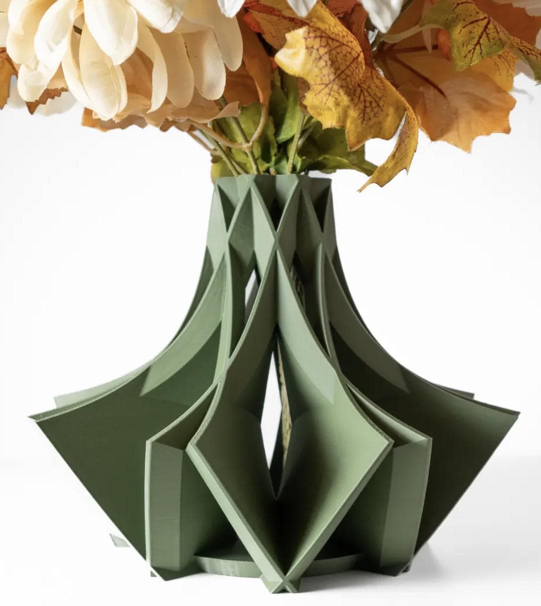 Green Flower Vase Modern Home Decor 8 - Inch Tall Roma Printed Colorful Designer Artistic Geometric Container - Pashmation